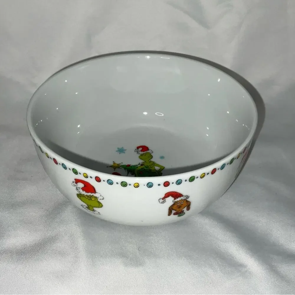 NEW ZRIKE DR SEUSS GRINCH WHO STOLE CHRISTMAS MAX WHITE CEREAL BOWL